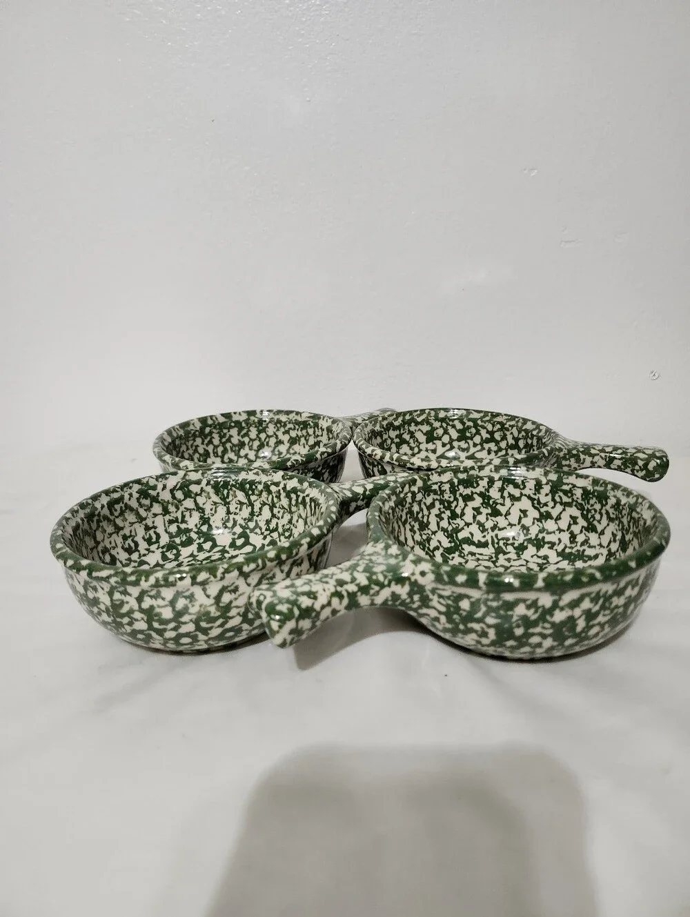 Vintange Henn Pottery Speckled Ceramic Handled Bowls - Set of 4 For Chili, soups